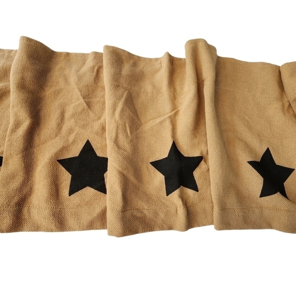 Burlap woven star print rustic window curtain valance 6ft long - Picture 5 of 13